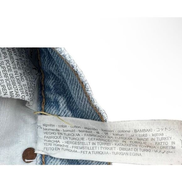 Zara Jeans Straight Leg High Rise Distressed Light Wash Grunge Y2K Women 4 - Picture 5 of 5